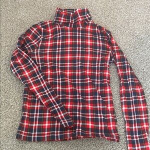 J. Crew Red and Blue Plaid Turtleneck